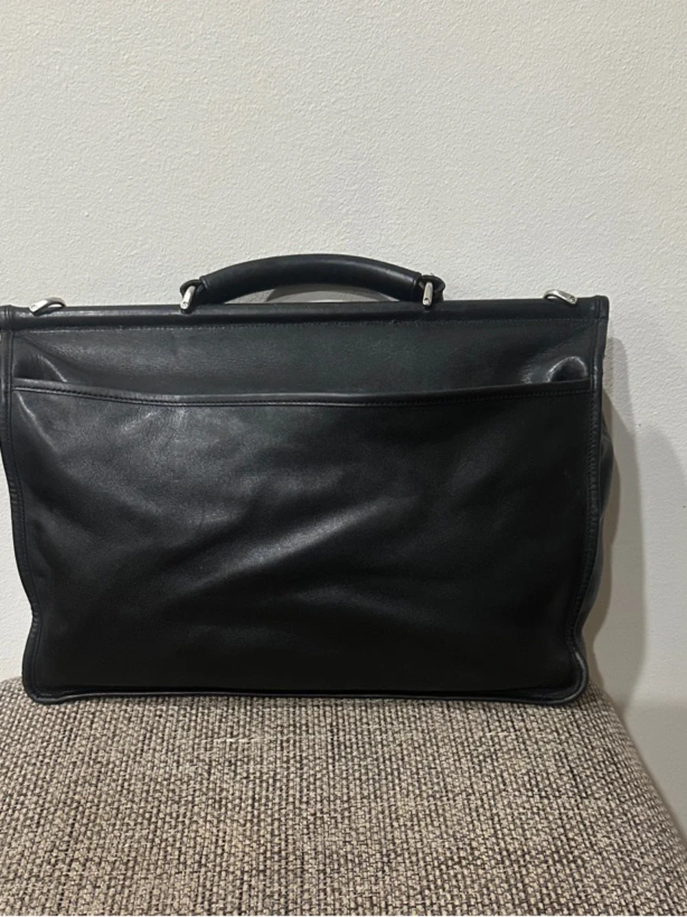 Vintage COACH Black Glove Tanned Leather Transatlantic Messenger Briefcase 6456
